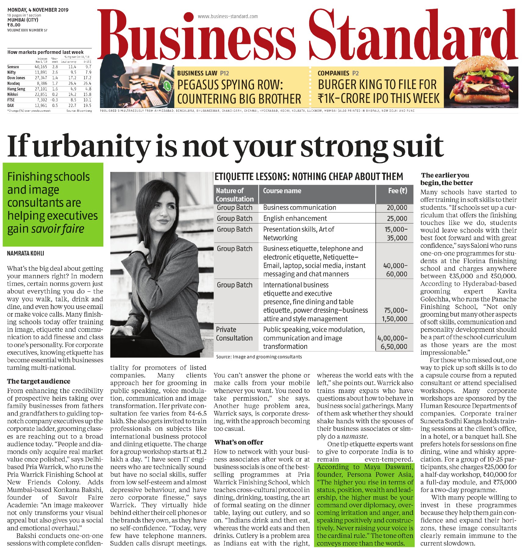 Business Standard coverage of Maya Daswani and Persona Power