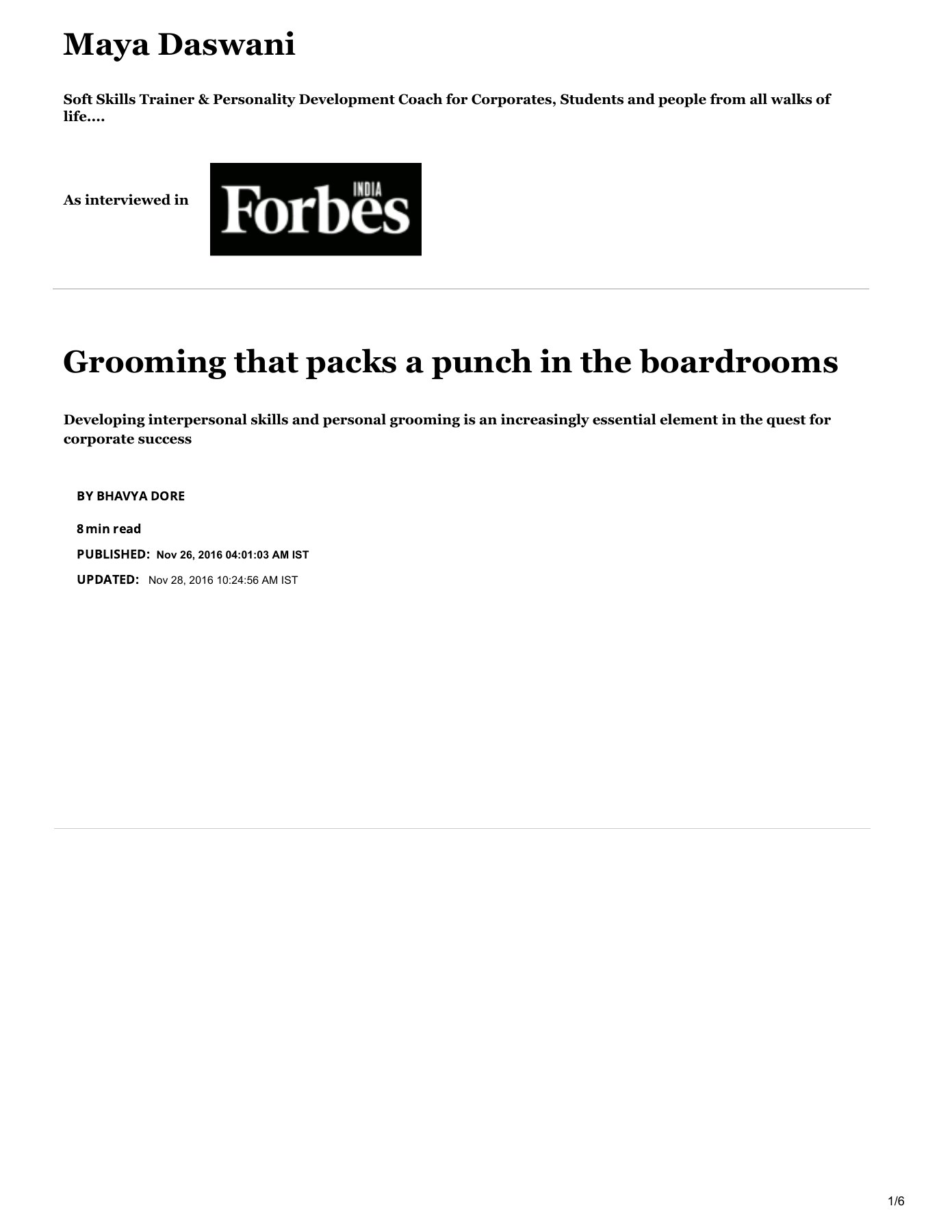 Forbes India coverage of Persona Power