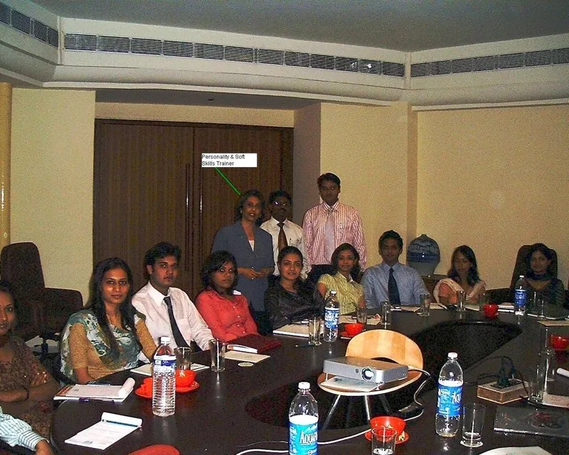 Participants practising together around a table