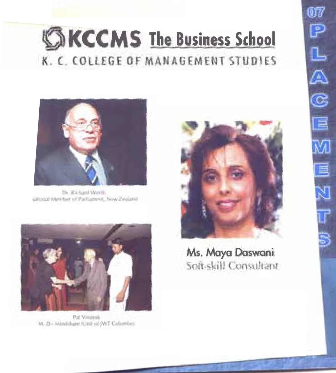 Maya Daswani speaking with graduating students at K C College
