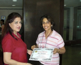 Persona Power's Certificate to Ms Beena Sadarangani, 2007